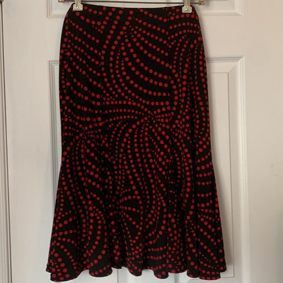 NWOT!!!! George stretch black and red printed long skirt. - Picture 2 of 8